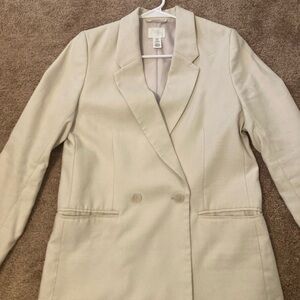 H&M Off-White Double-Breasted Blazer